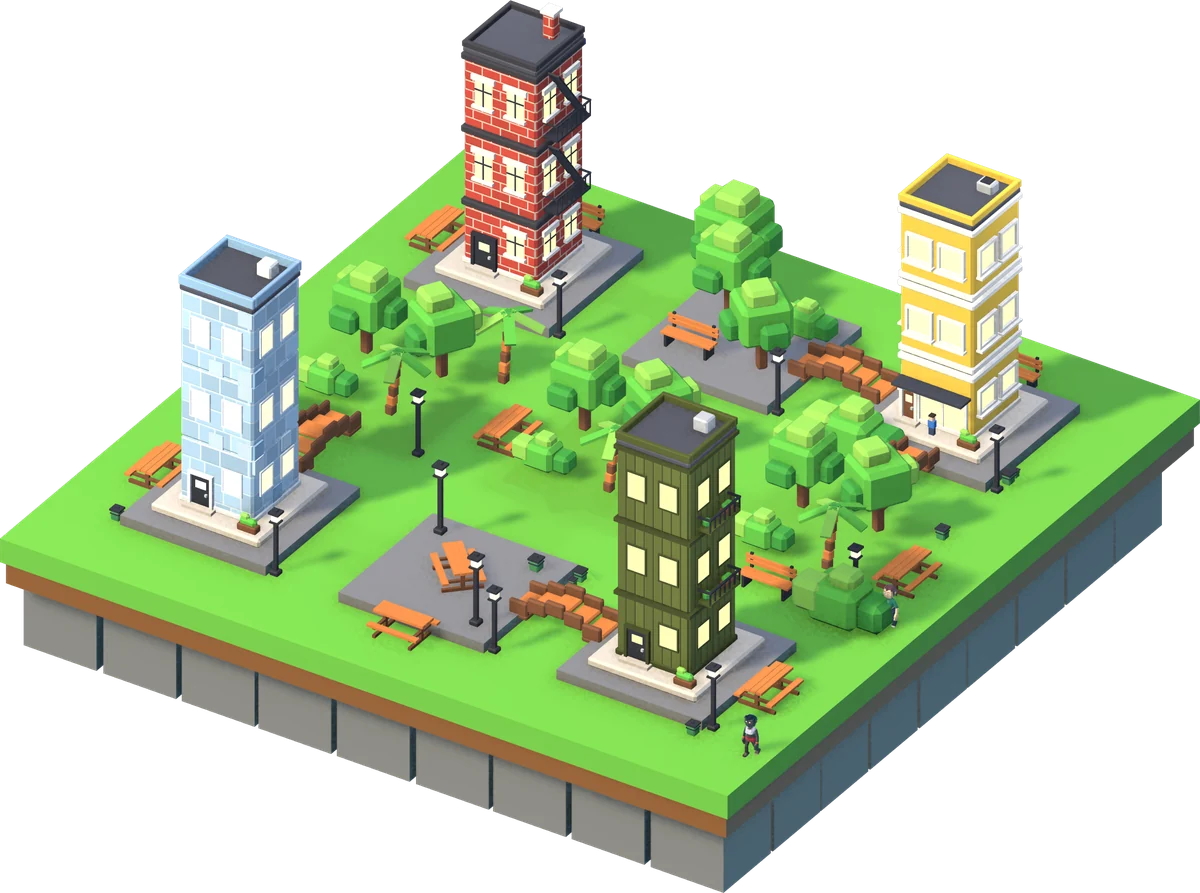 City Sort's Main Street island, fully built.