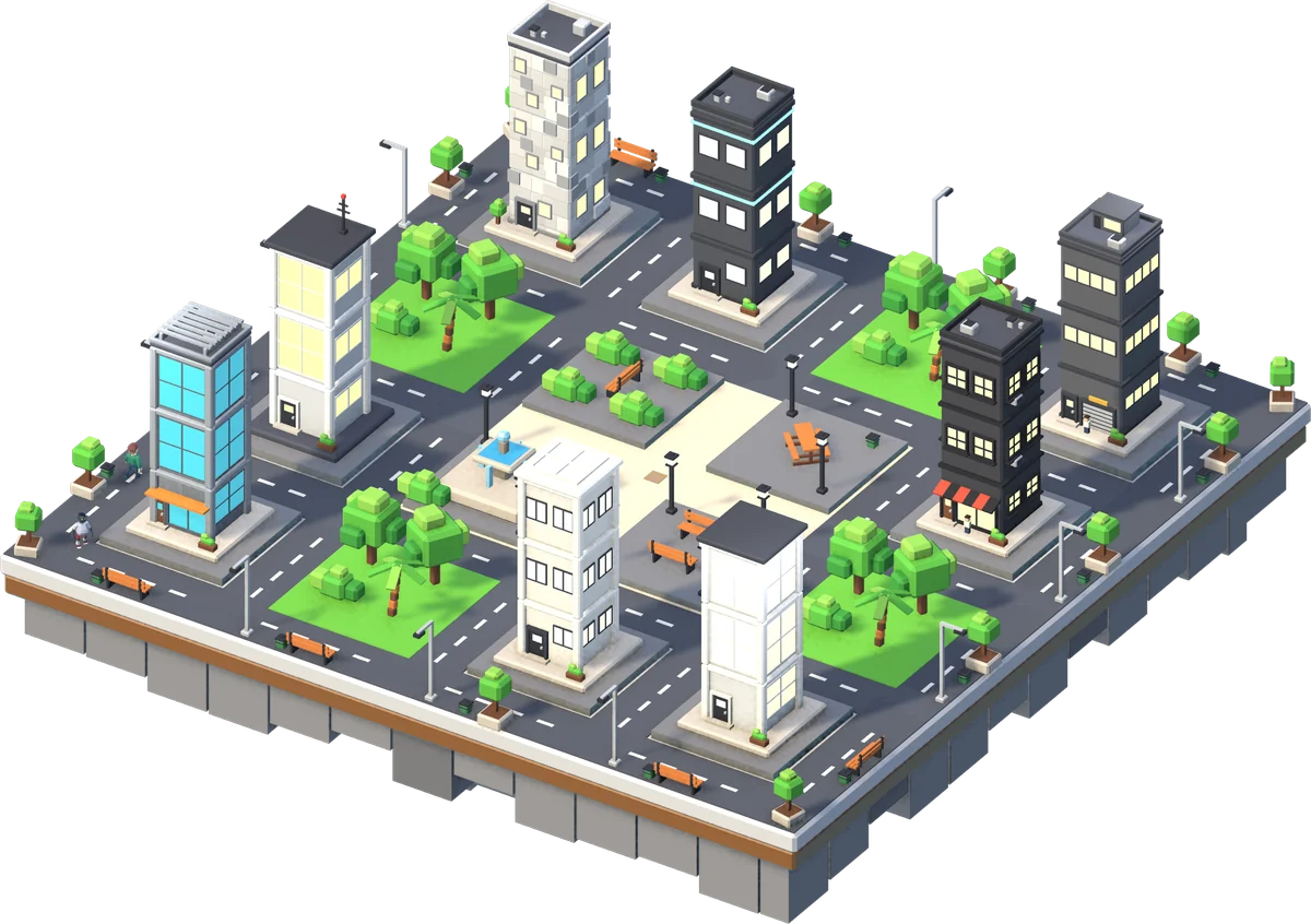 The Downtown island, built.