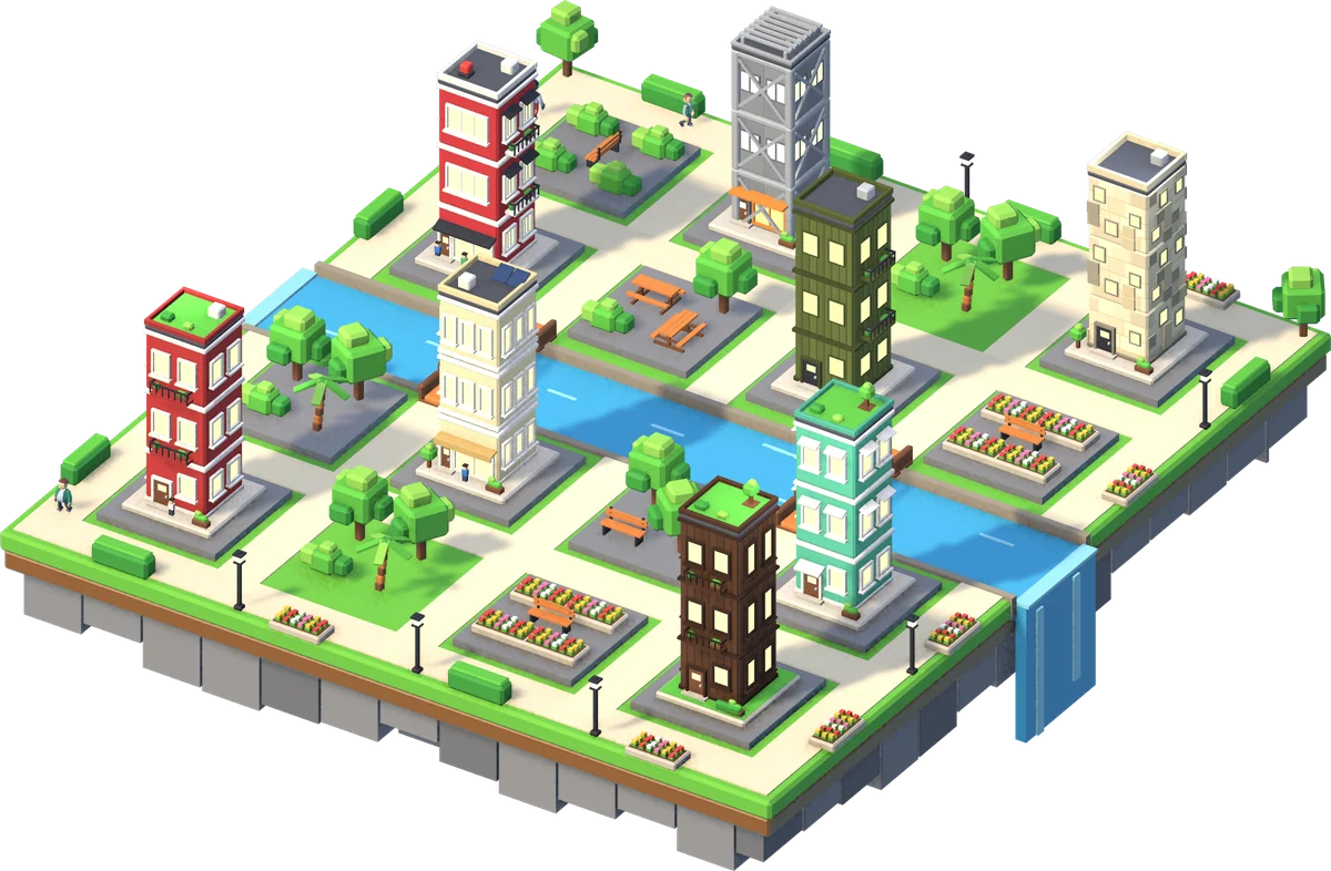 The Garden Quarter island, built.
