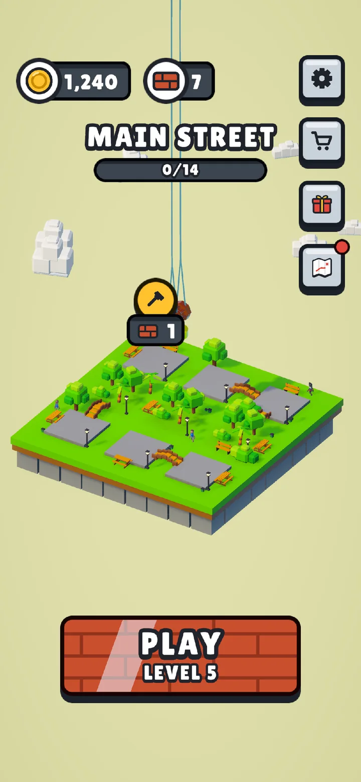 Home: your district island with the next building to build.